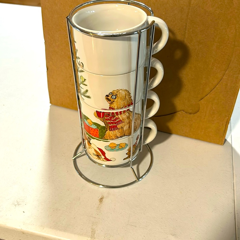 Peir 1 Christmas Morning Pups stacking mugs